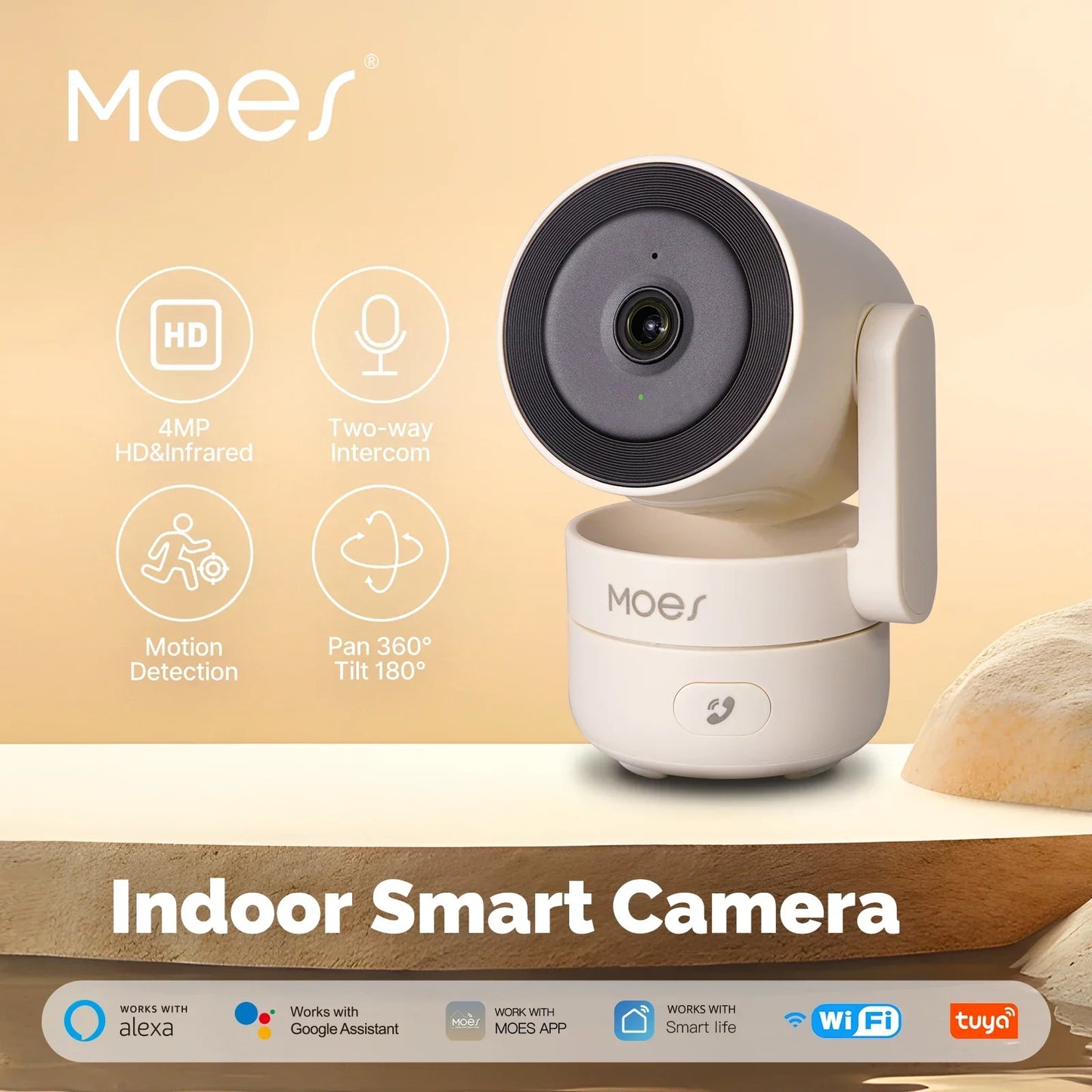 Caméra De Sécurité Intérieure WiFi 4MP Avec Vision Nocturne