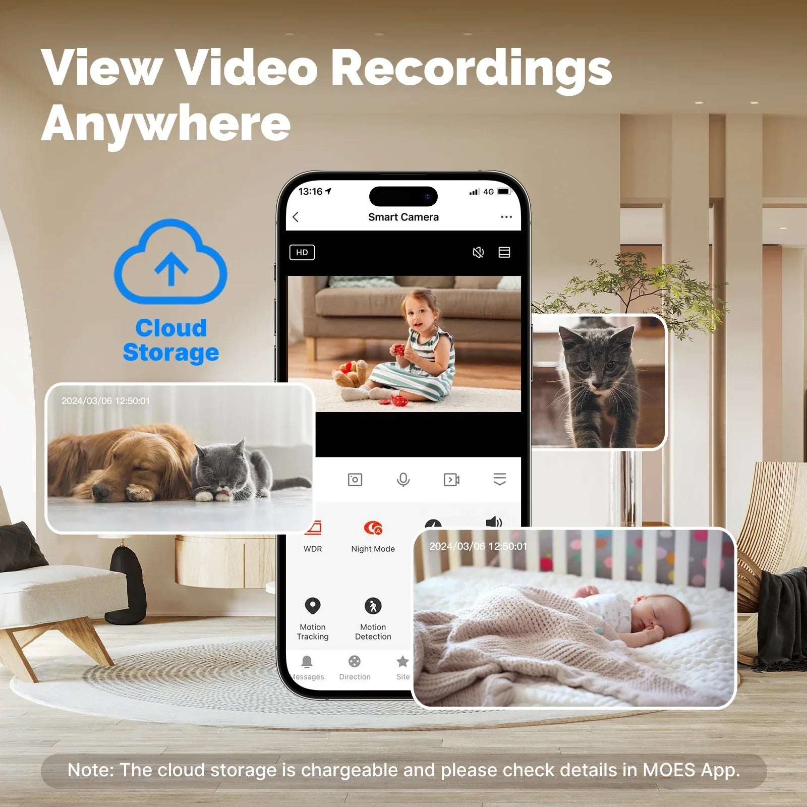 Caméra De Sécurité Intérieure WiFi 4MP Avec Vision Nocturne