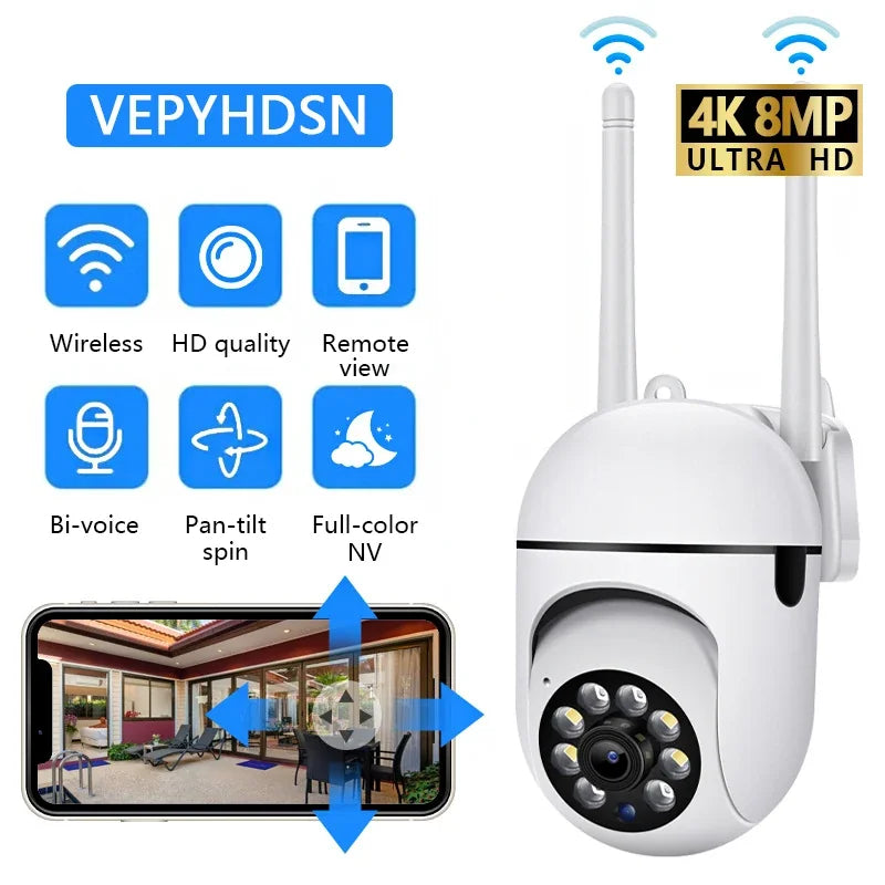 Caméra De Surveillance Wi-Fi PTZ 8MP Avec Zoom 4X