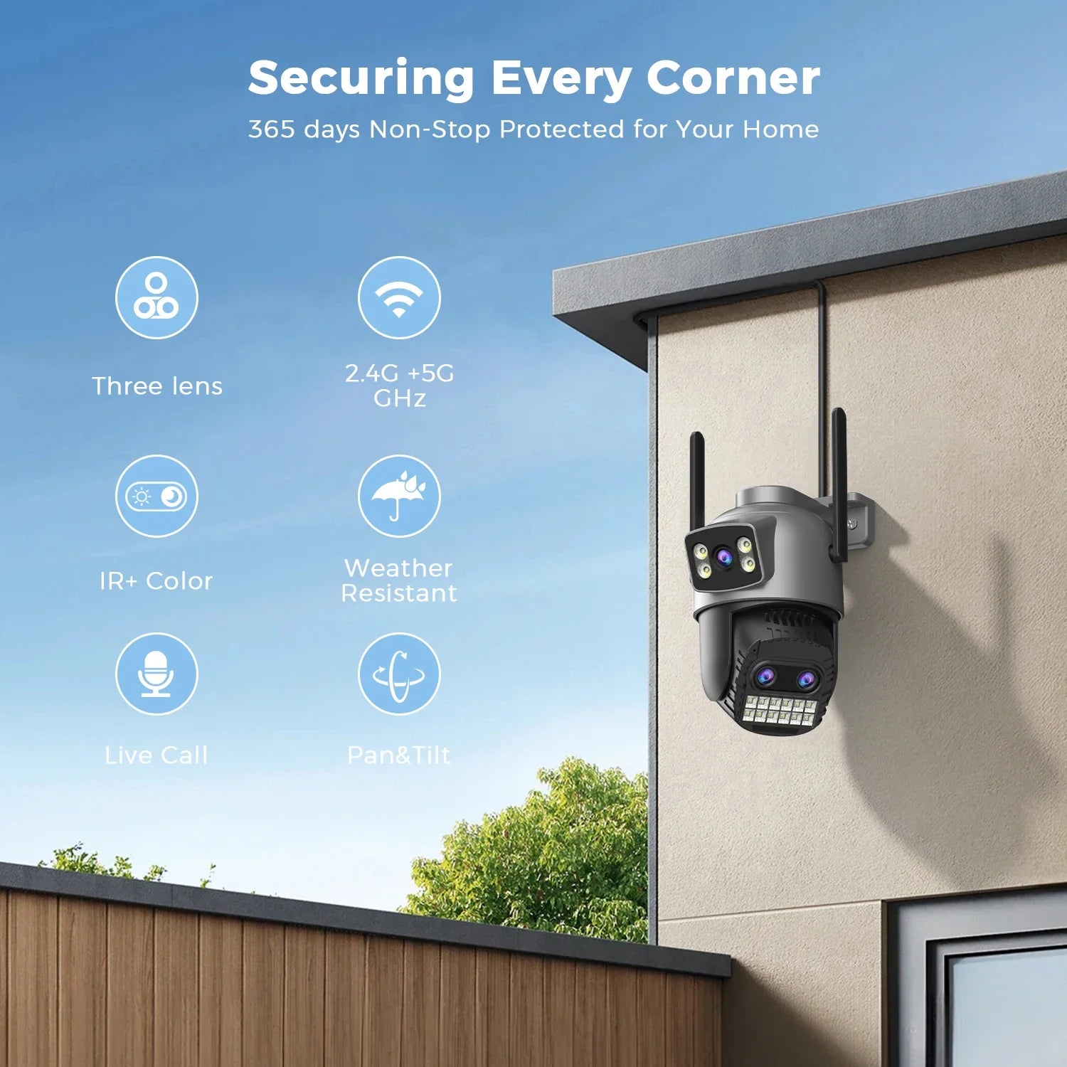Caméra De Surveillance WiFi PTZ Double Écran 15MP
