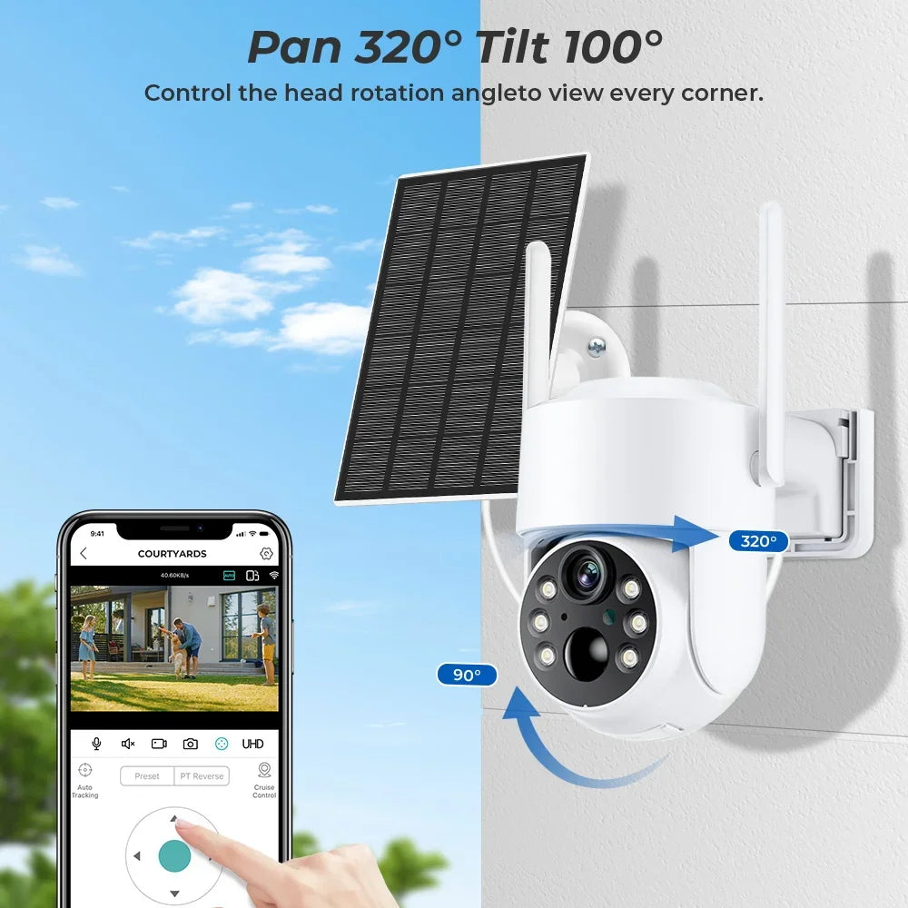 Caméra WiFi Solaire Extérieure PTZ 4MP